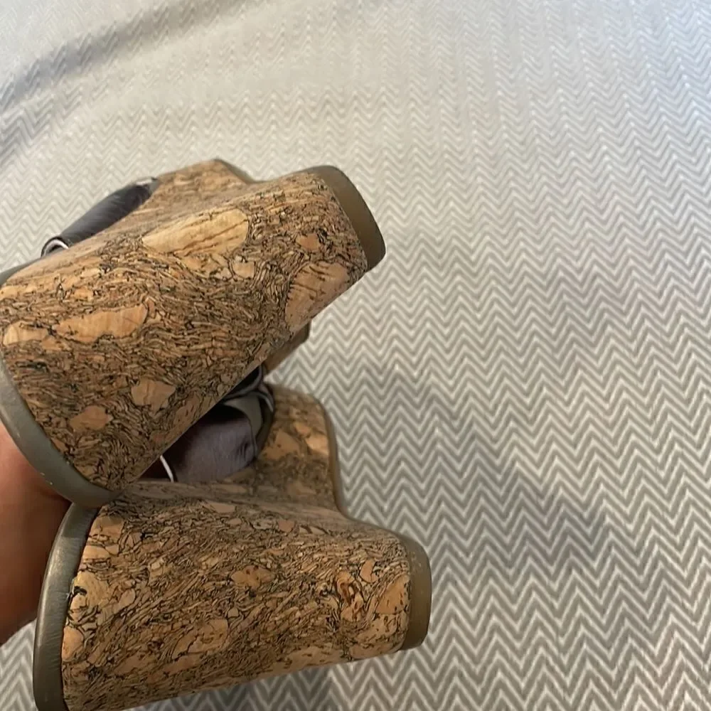 Brighton Woman’s Wedge Metallic Cork  Platform Sandals